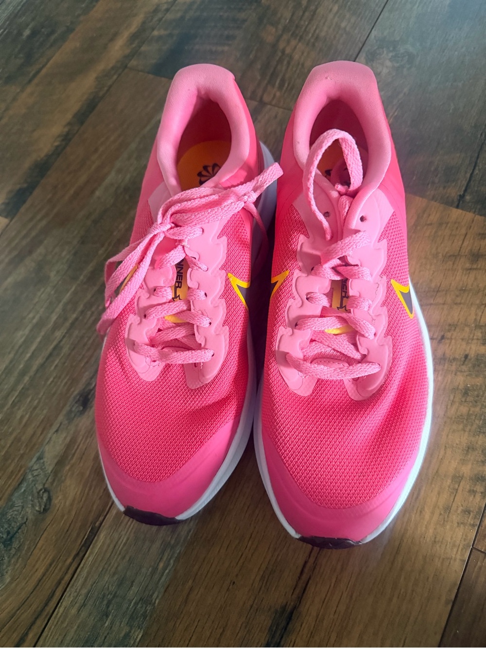 Bright Coral Nike Athletic Sneakers with Yellow Accents - Picture 2 of 4